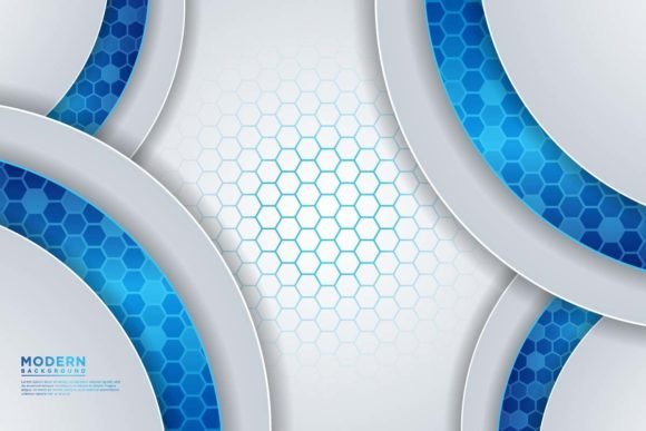 Blue Hexagon Circle Background: Modern 3D Vector Design